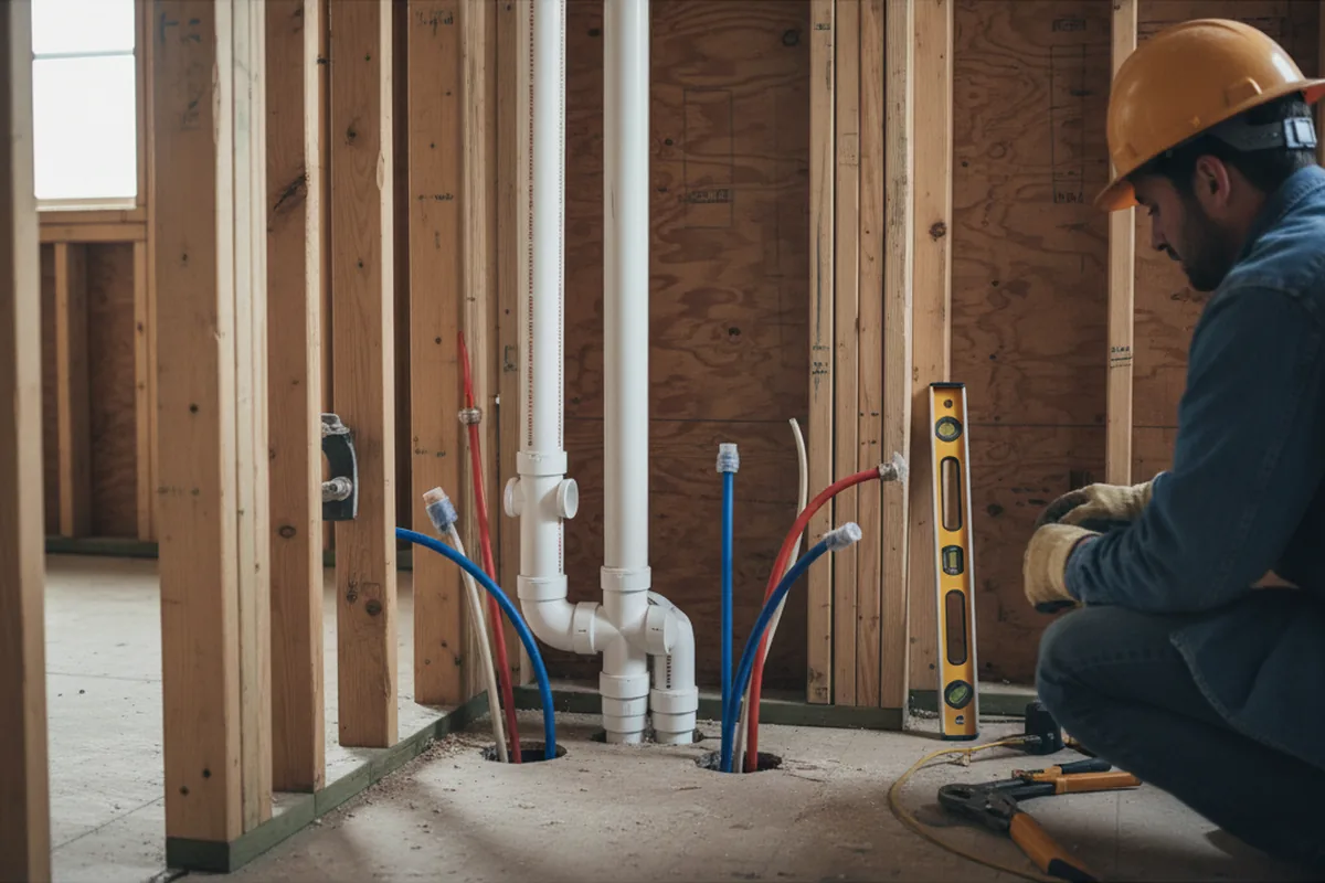 Drain and supply rough-in during Leak Detection in Sinton