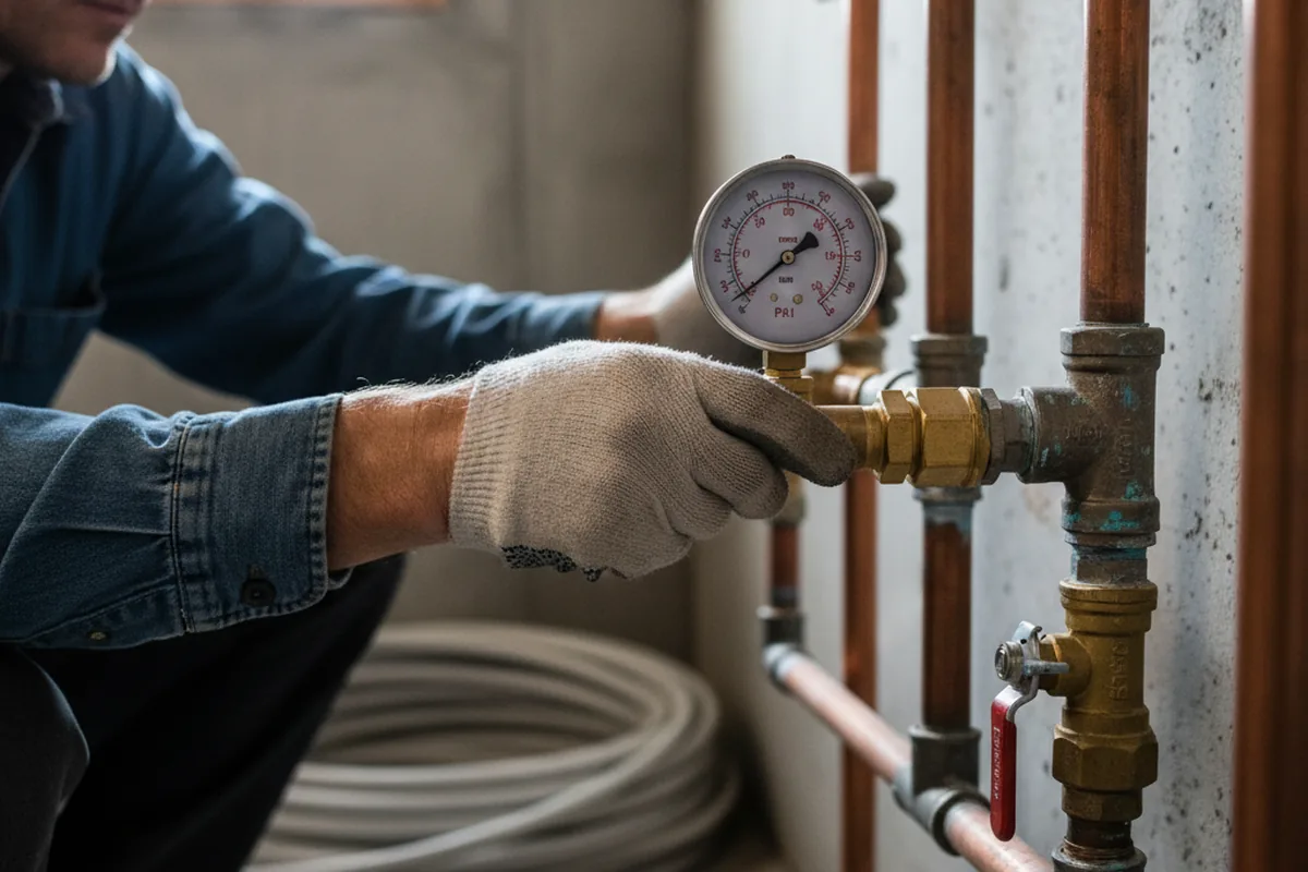 Pressure testing a repaired line during Water Line Repair in Sinton